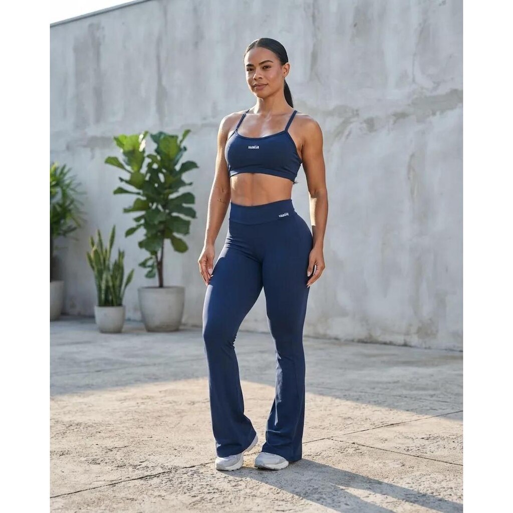 Conjunto Fitness Velvet Premium - Modelagem Flare Viamafia Marinho