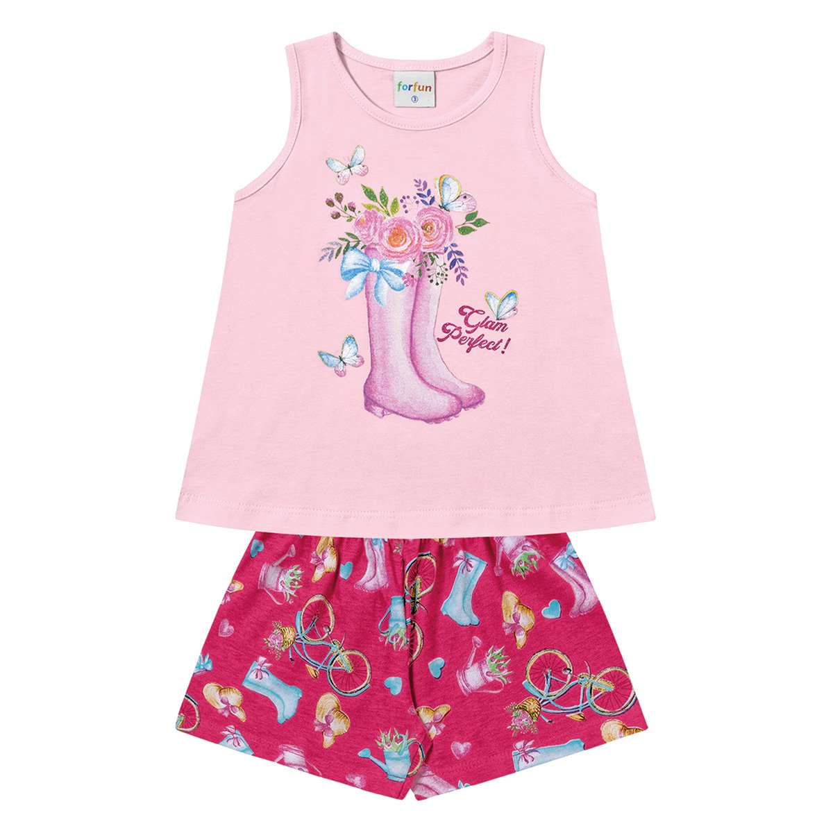 Conjunto For Fun by Fakini Bota Flor Regata + Short Feminino - Rosa é boa?