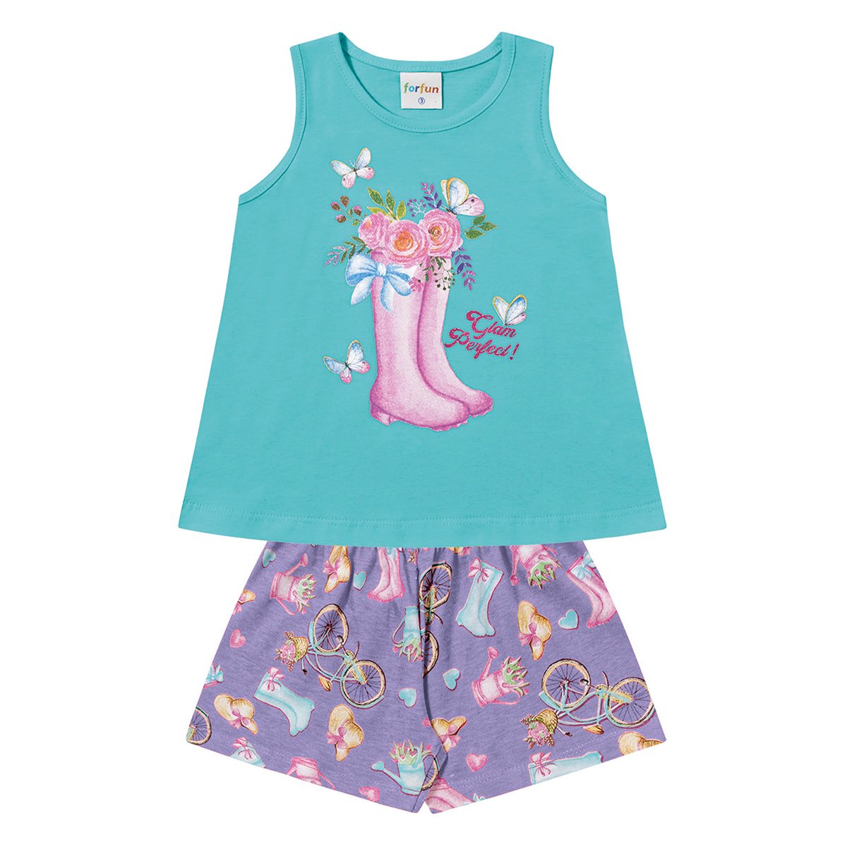 Conjunto For Fun by Fakini Bota Flor Regata + Short Feminino - Verde é boa?