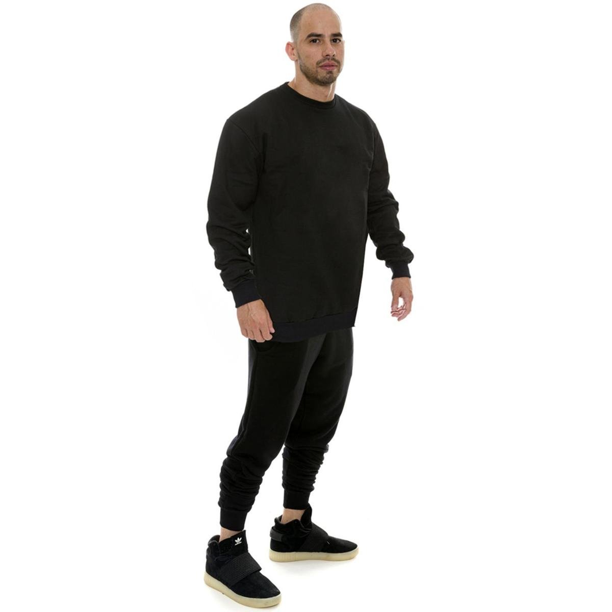 Conjunto Garage Tees Moletom Fechado Basico Careca Masculino - Preto Menor preço em Conjunto Garage Tees Moletom Fechado Basico Careca Masculino - Preto