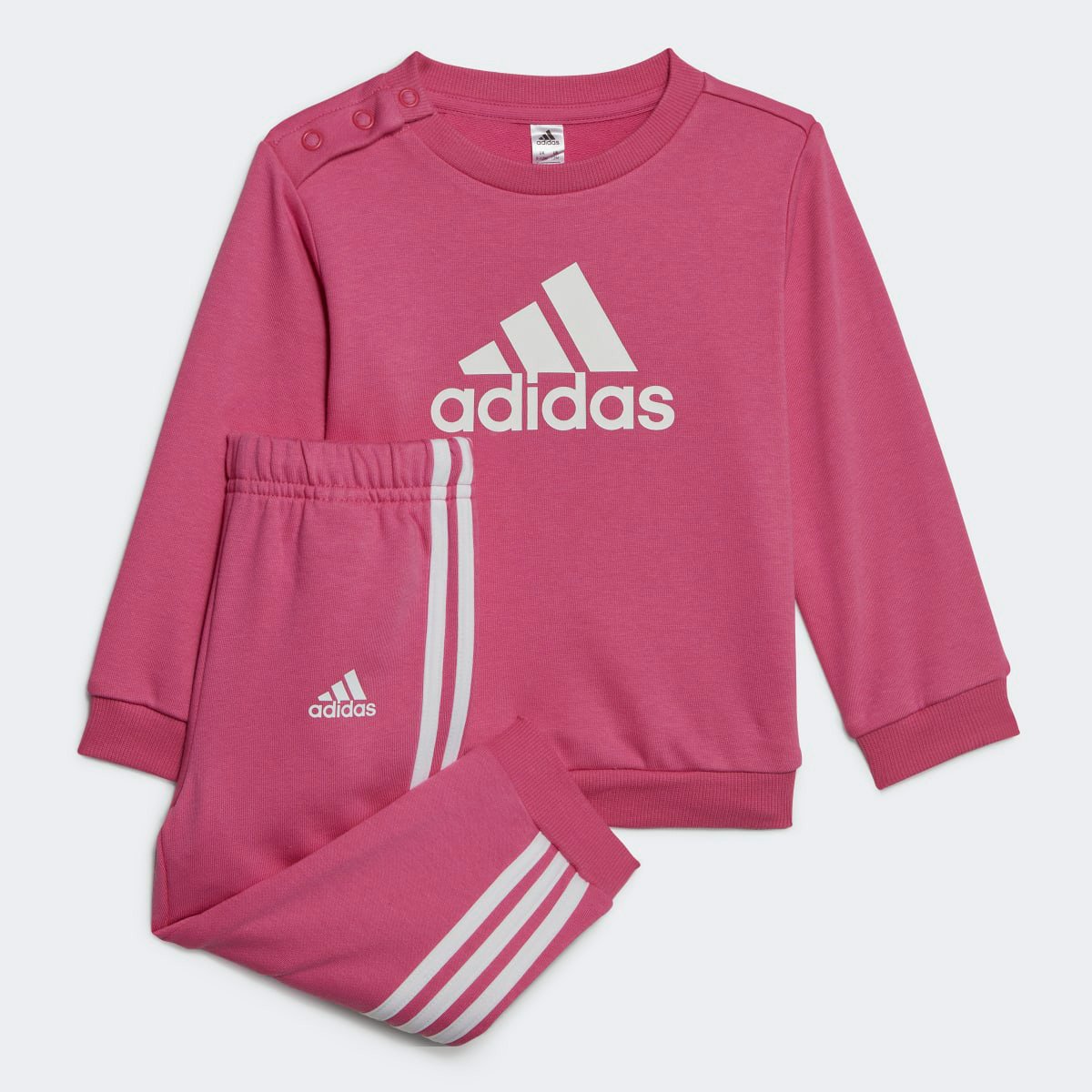 Conjunto Infantil Adidas Jogger Badge of Sport - Rosa+Branco Menor preço em Conjunto Infantil Adidas Jogger Badge of Sport - Rosa+Branco