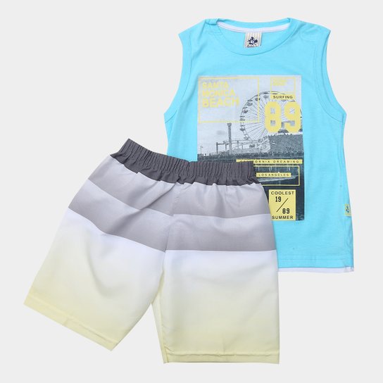 Conjunto Infantil Andritex Santa Monica Masculino - Azul Claro