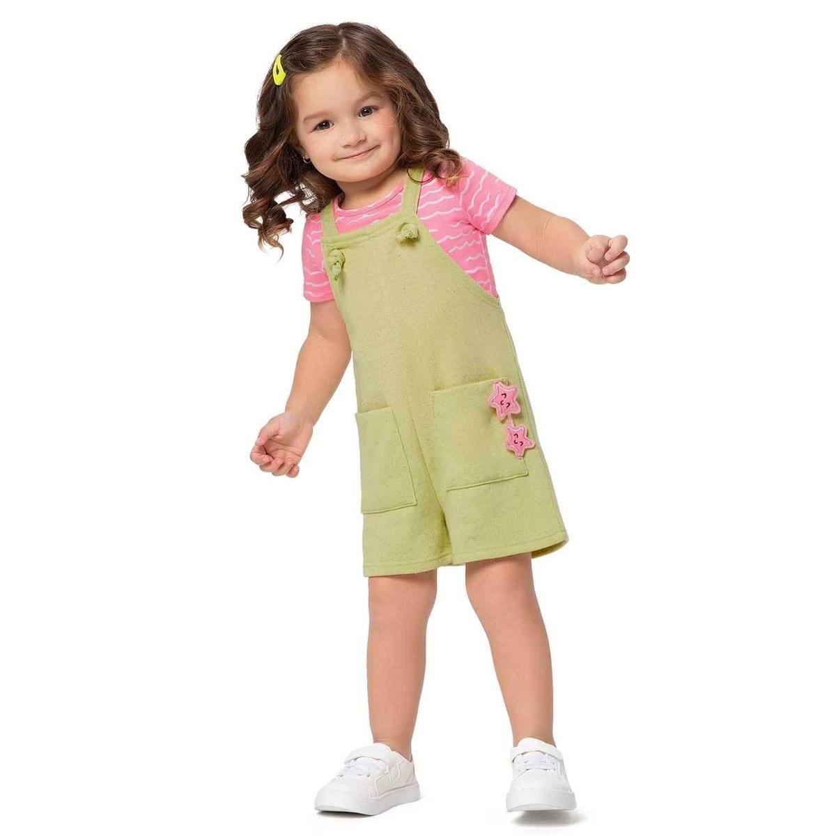 Conjunto Infantil Bebê Estrelas Jardineira Moletinho Malwee - ROXO - 2 - Verde Menor preço em Conjunto Infantil Bebê Estrelas Jardineira Moletinho Malwee - ROXO - 2 - Verde