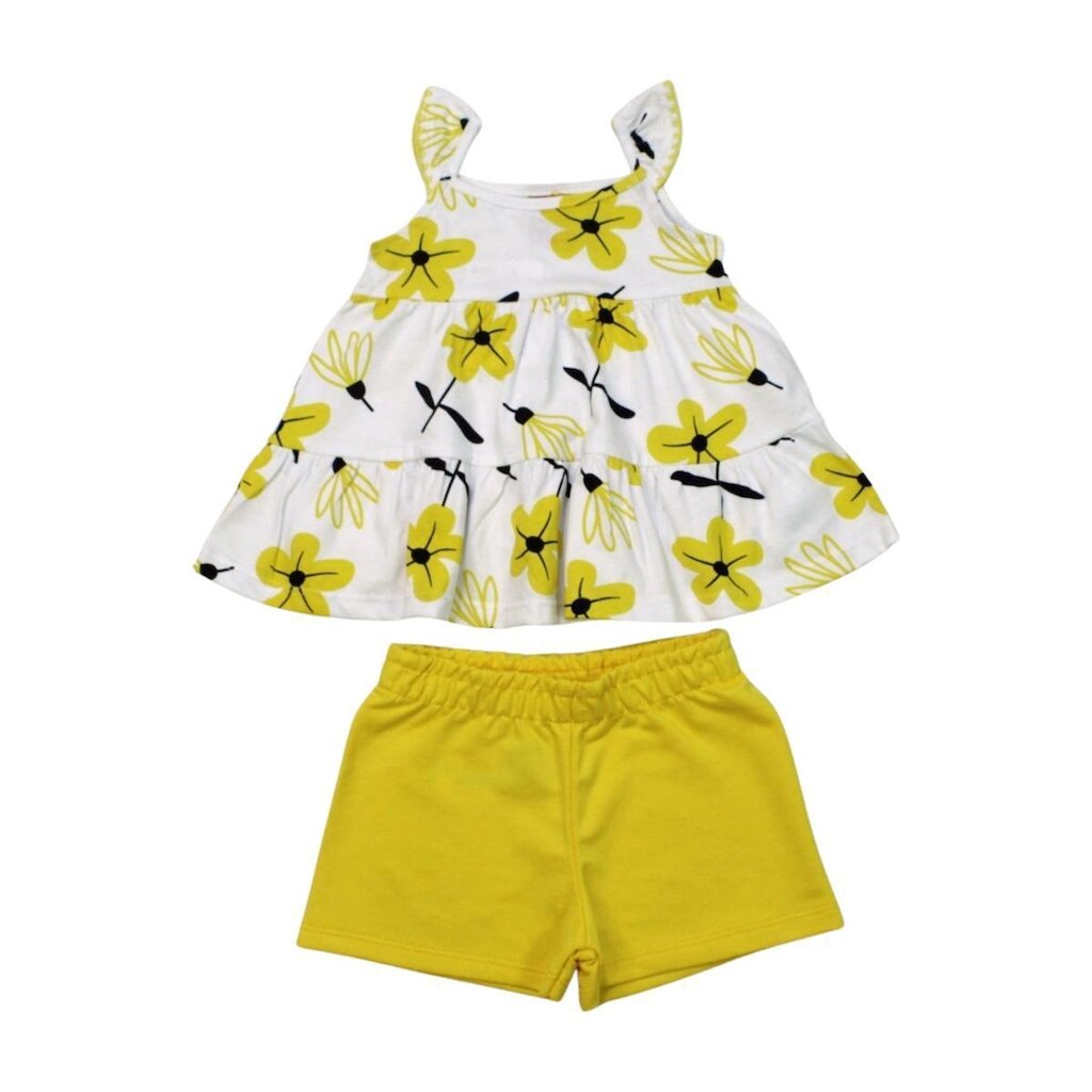 Conjunto Infantil Blusa Alcinha Estampada Flores e Shorts 1001283 - Kyly