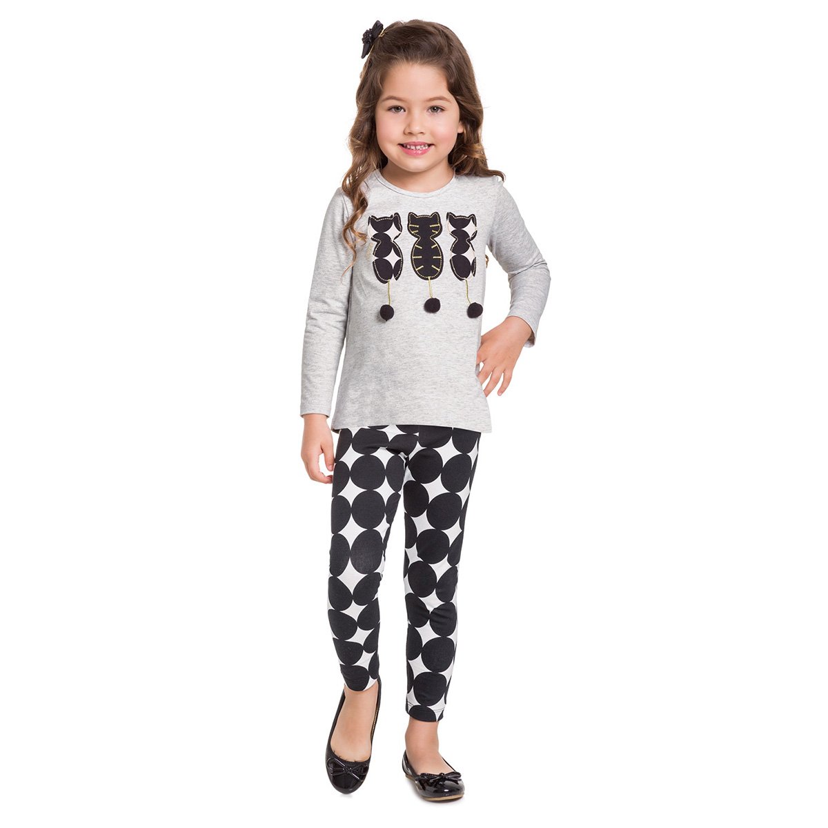 Conjunto Infantil Blusa Gatinhos + Calça Legging Póa Milon Feminina - Cinza é boa?