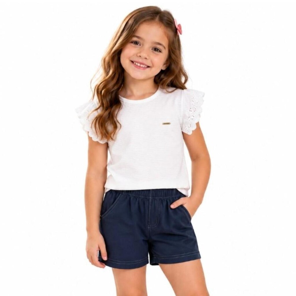 Conjunto Infantil Blusa Maddalena Bubble Cotton Jeans Lamon