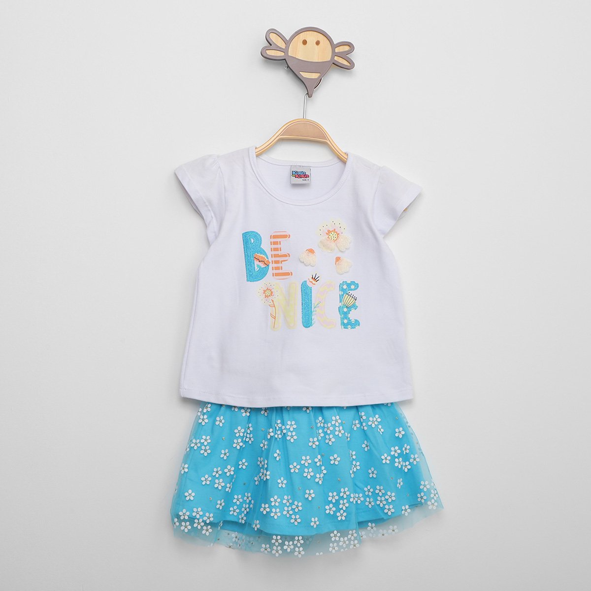 Conjunto Infantil Blusa/ Saia Kiko & Kika Floral Menina - Branco Menor preço em Conjunto Infantil Blusa/ Saia Kiko & Kika Floral Menina - Branco