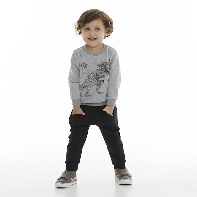 Conjunto Infantil Blusão Calça Saruel Dino 3D Pega Mania