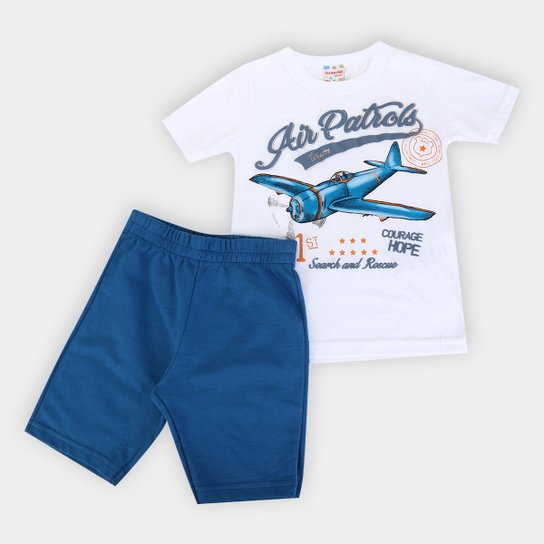 Conjunto Infantil Brandili Avião - Branco