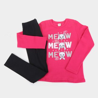 Conjunto Infantil Brandili Blusão Moletom+Legging Cotton Feminino