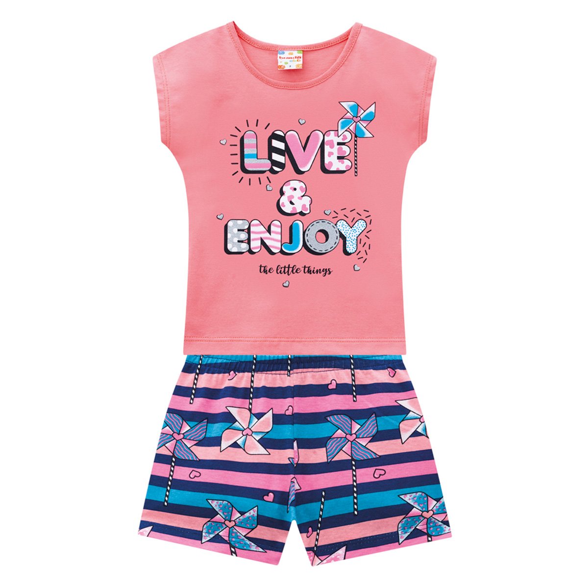 Conjunto Infantil Brandili Live & Enjoy Feminino - Salmão Menor preço em Conjunto Infantil Brandili Live & Enjoy Feminino - Salmão