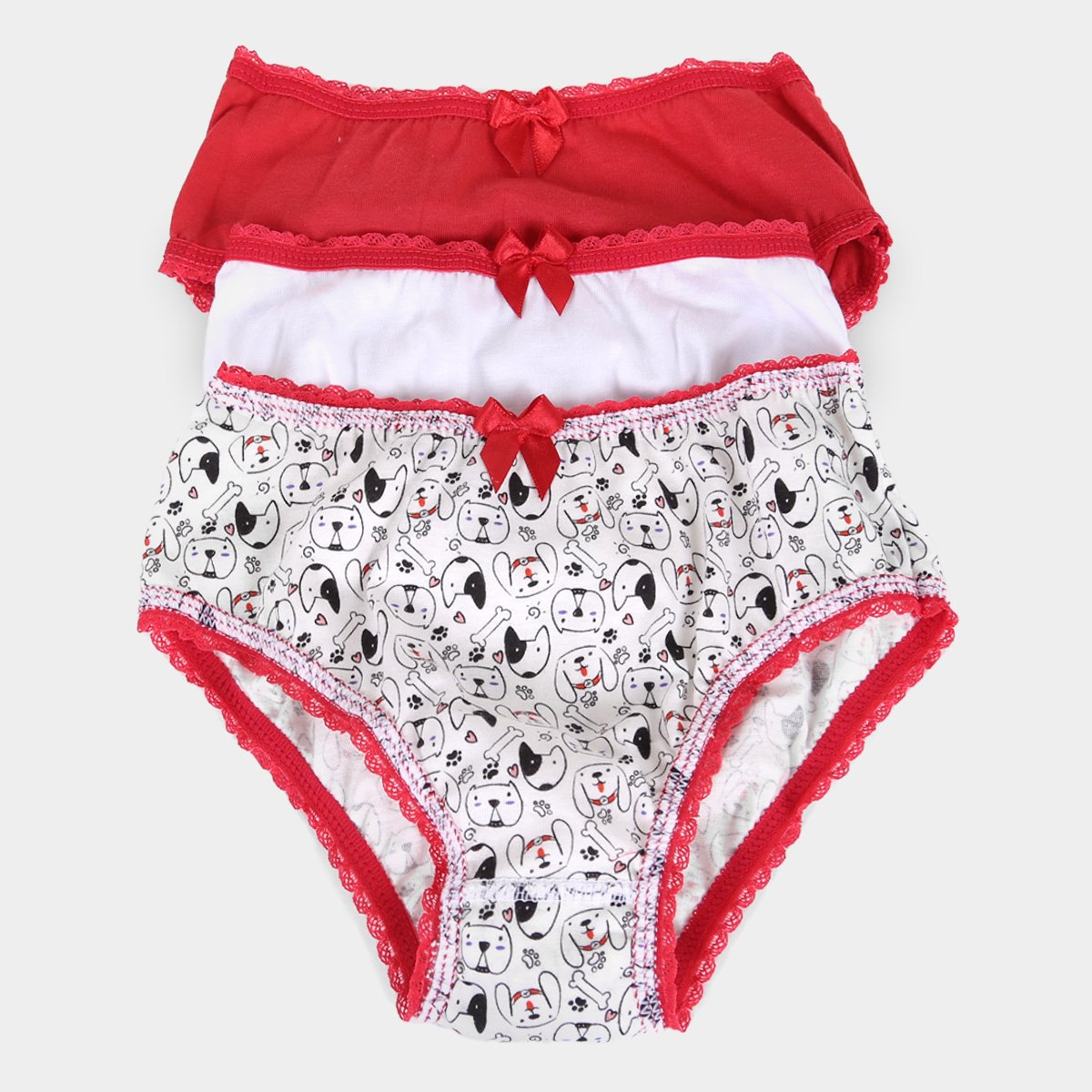 Conjunto Infantil Calcinha Lobinha Lupo com Renda Menina 3 Peças - Branco+Vermelho é ruim? Conjunto Infantil Calcinha Lobinha Lupo com Renda Menina 3 Peças - Branco+Vermelho é boa?