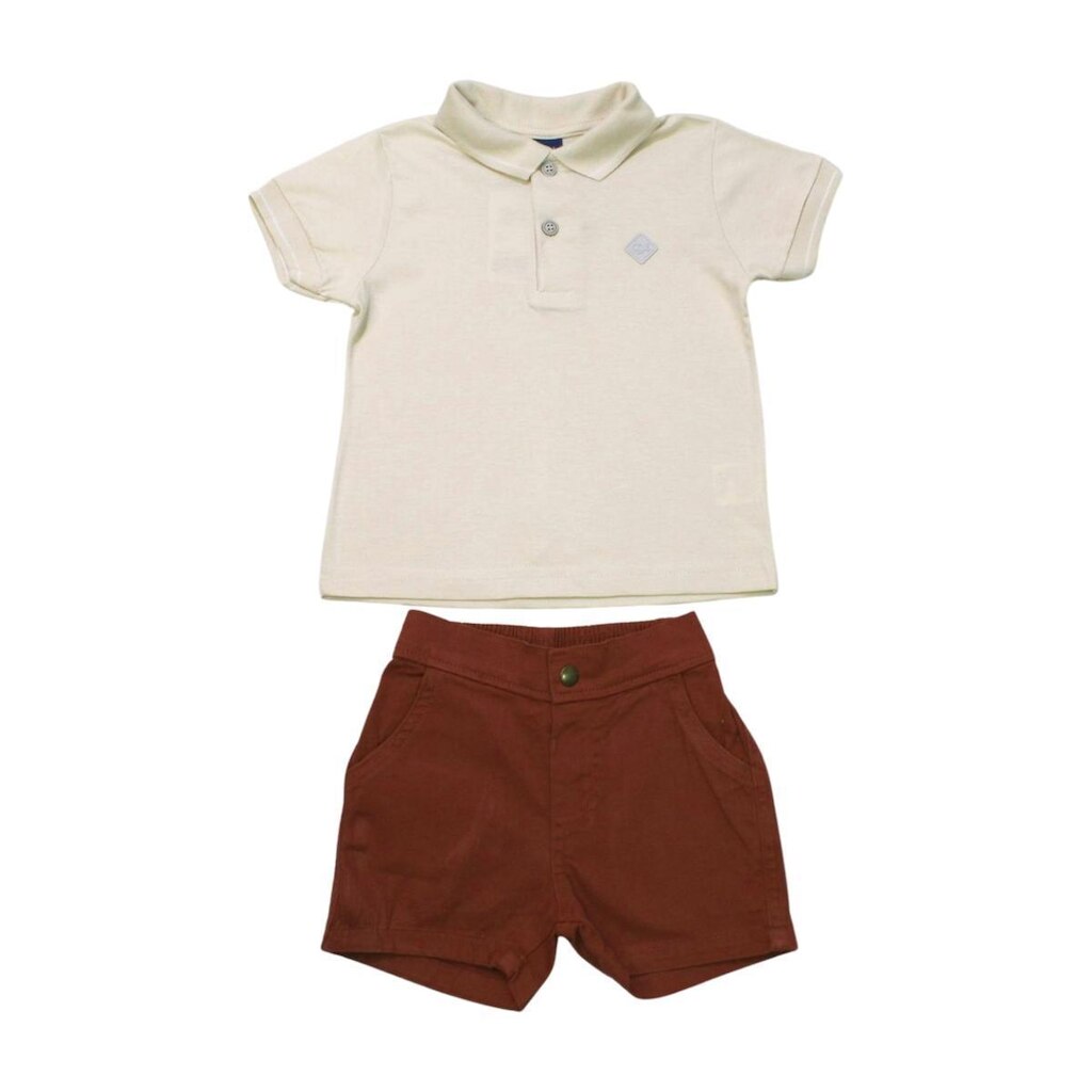 Conjunto Infantil Camisa Polo e Bermuda Sarja  Dila Masculina