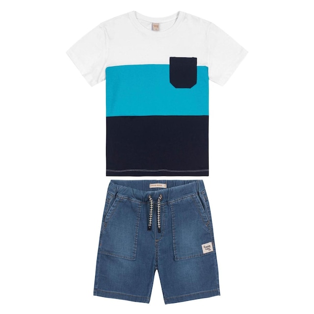 Conjunto Infantil Camiseta Com Bermuda Trick Nick Branco