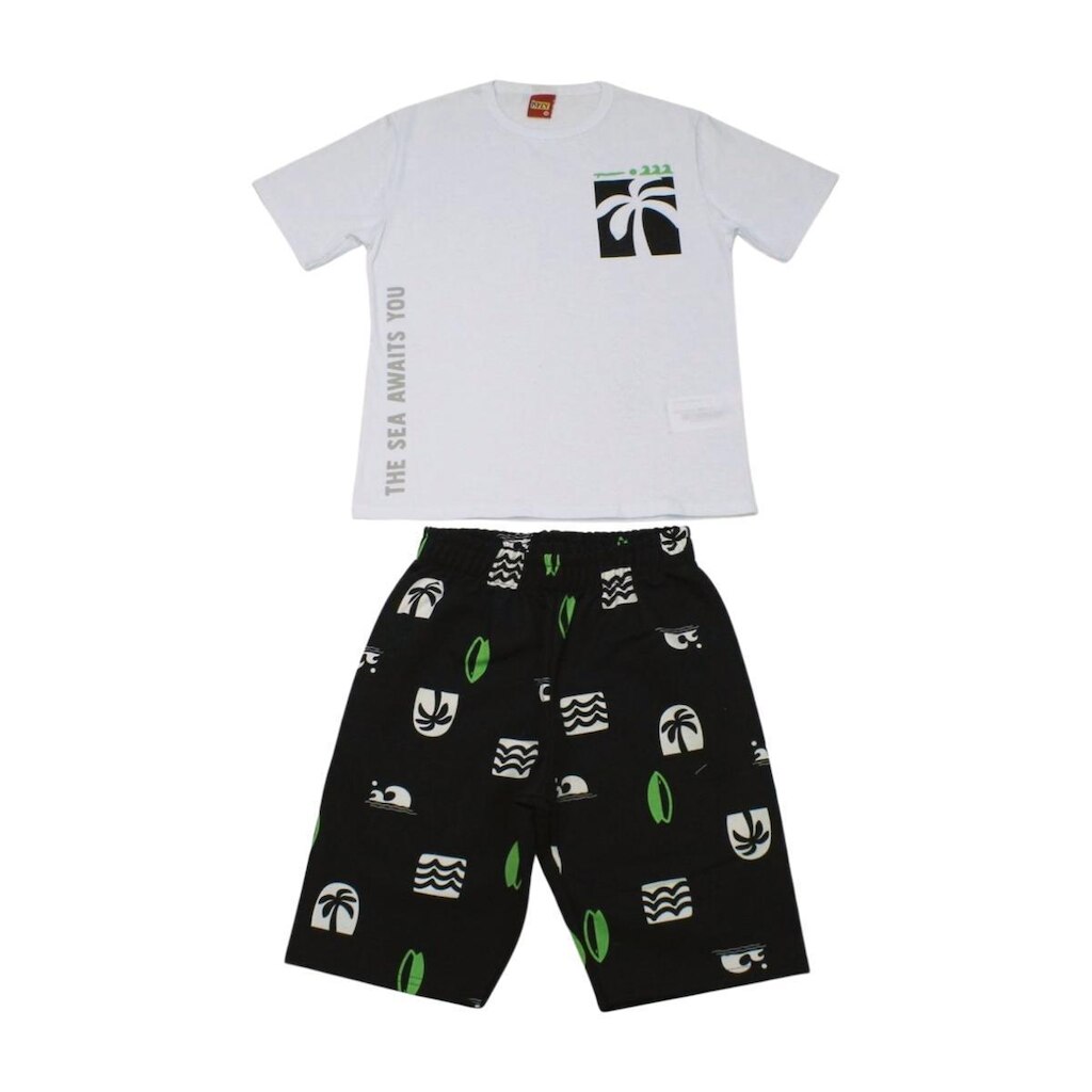 Conjunto Infantil Camiseta Estampa Coqueiro e Bermuda Moletinho 1001372 - Kyly