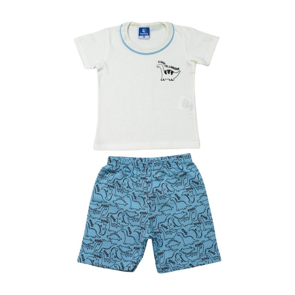 Conjunto Infantil Camiseta Estampa Dino e Bermuda Moletinho 18266 - Teddy