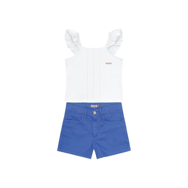 Conjunto Infantil Carinhoso Shorts Sarja Elastano Feminino