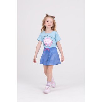 Conjunto Infantil Coelho Babados Azul