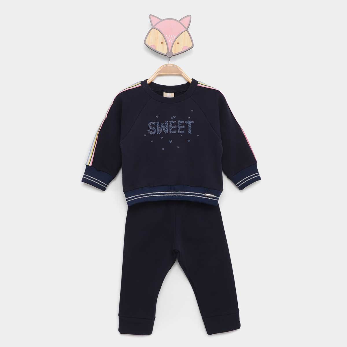 Conjunto Infantil Colorittá Molecotton Felpado Feminino - Marinho Menor preço em Conjunto Infantil Colorittá Molecotton Felpado Feminino - Marinho