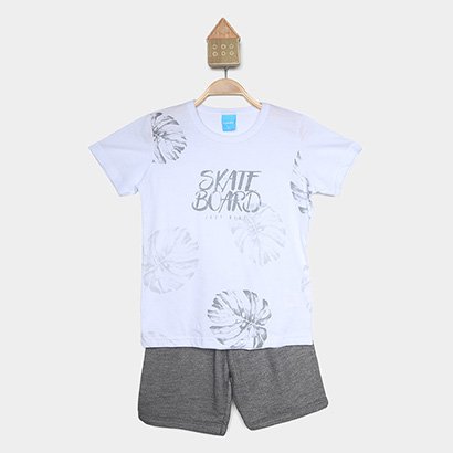 Conjunto Infantil Curto Kamylus Skate Board Camiseta e Short Menino - Feminino