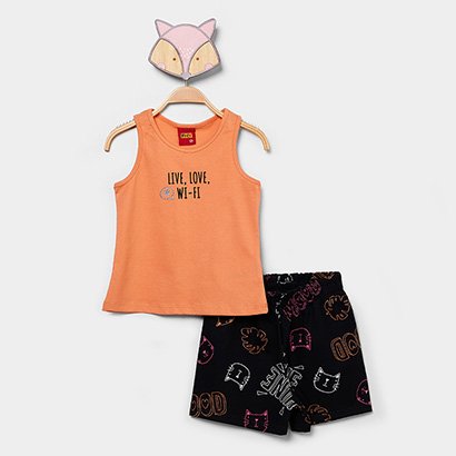Conjunto Infantil Curto Kyly Cat Love Menina - Feminino