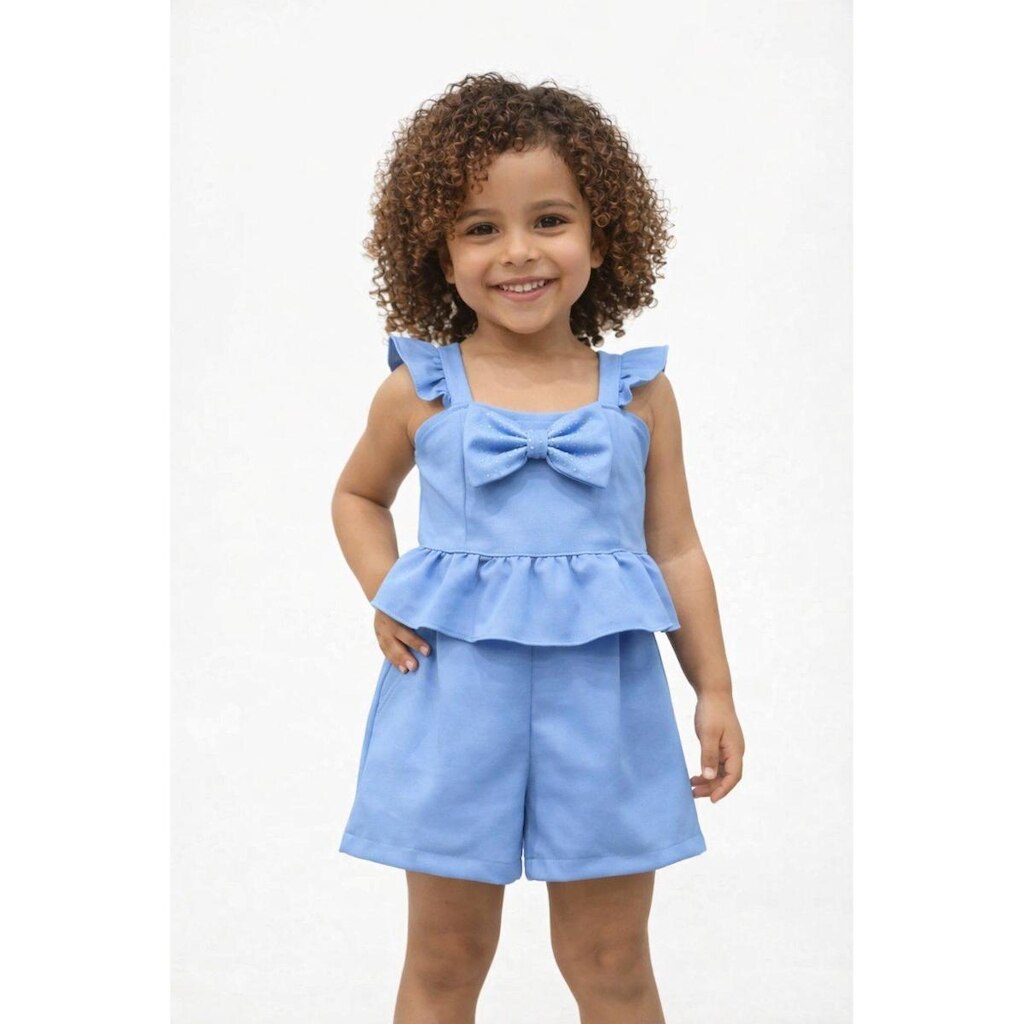 Conjunto Infantil D Bell Outlet Fashion Babado Azul