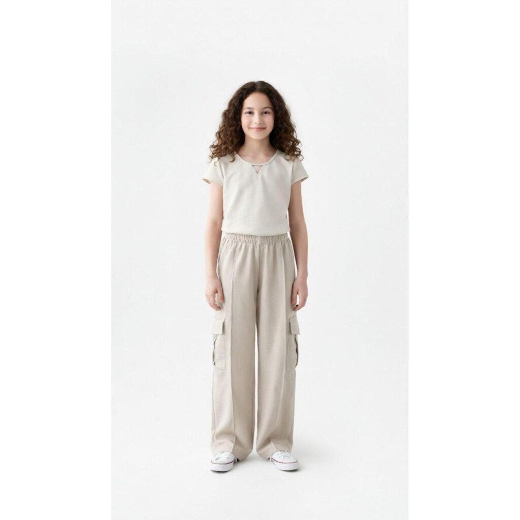 Conjunto Infantil D Bell Outlet Fashion Manga Curta e Calça Cargo Off White