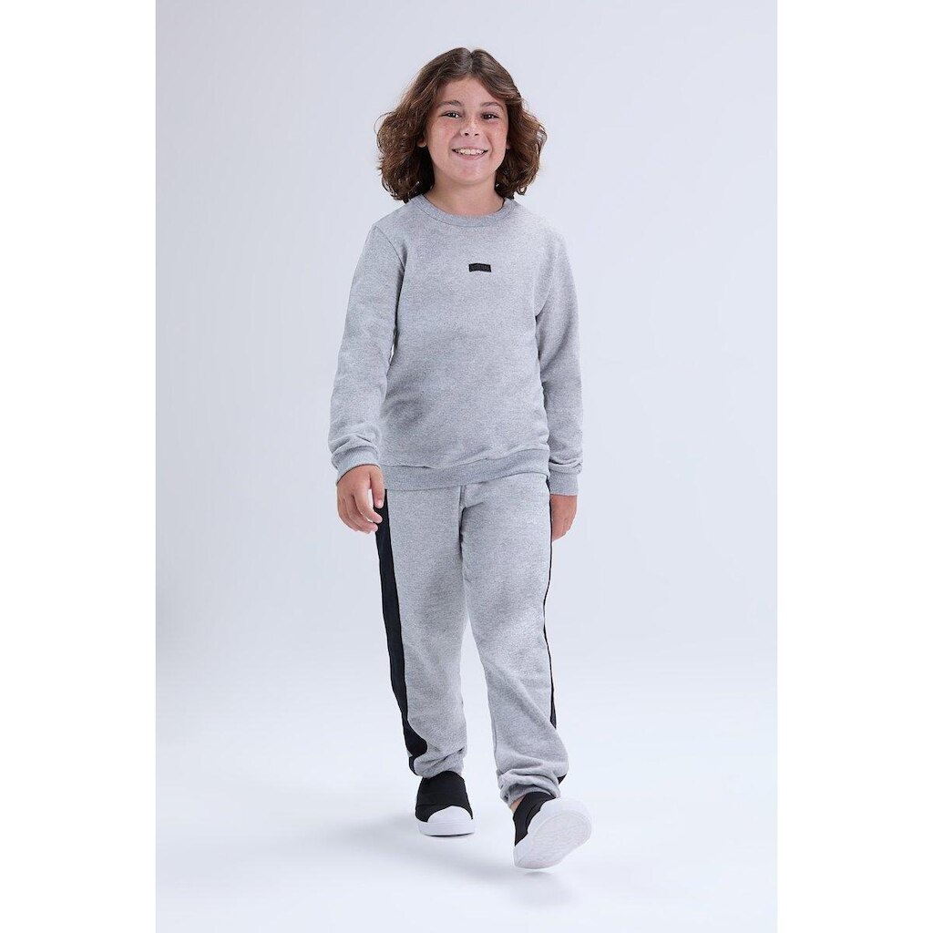 Conjunto Infantil de Inverno Masculino Moletom com Faixa Lateral