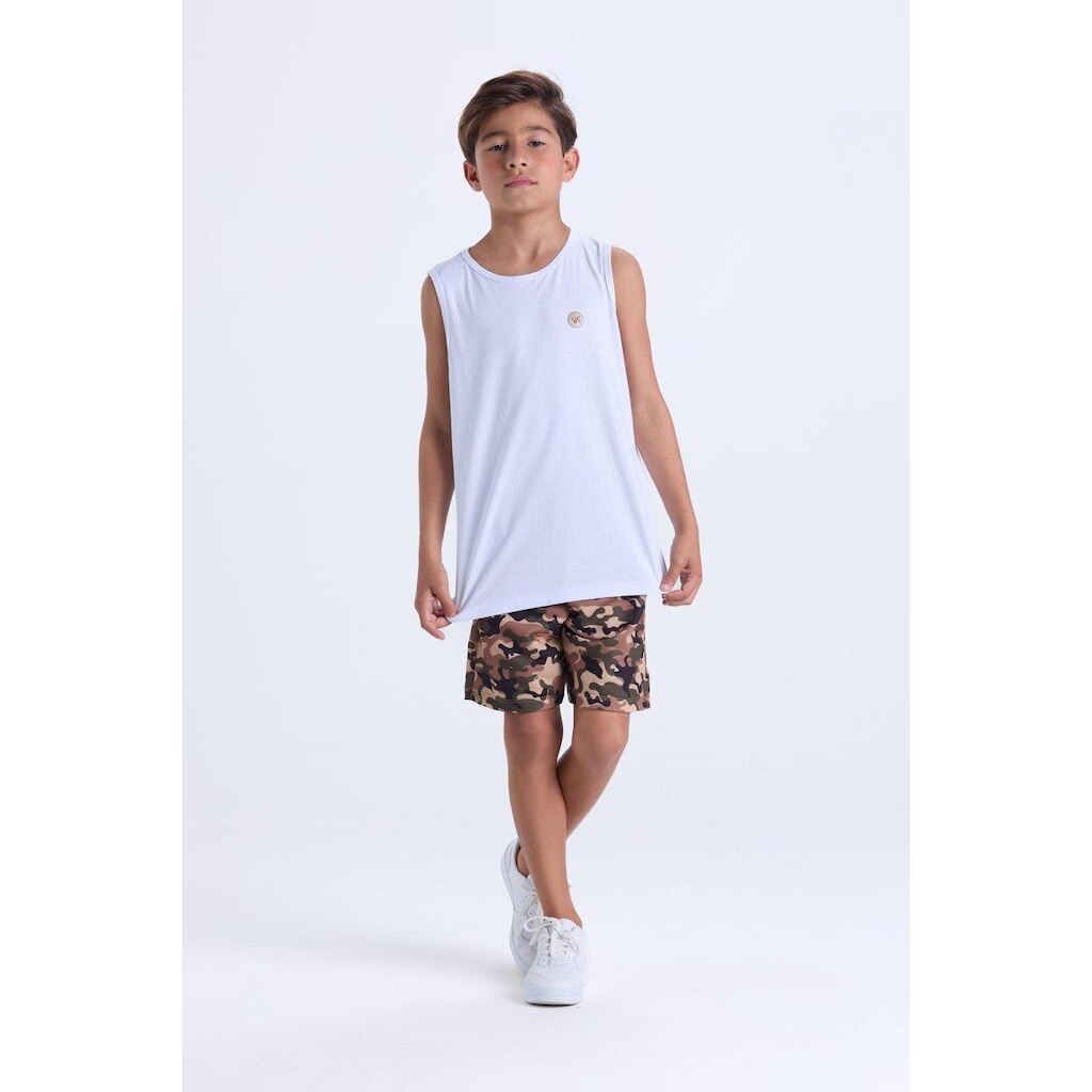 Conjunto Infantil de Verão Regata e Bermuda Camuflada