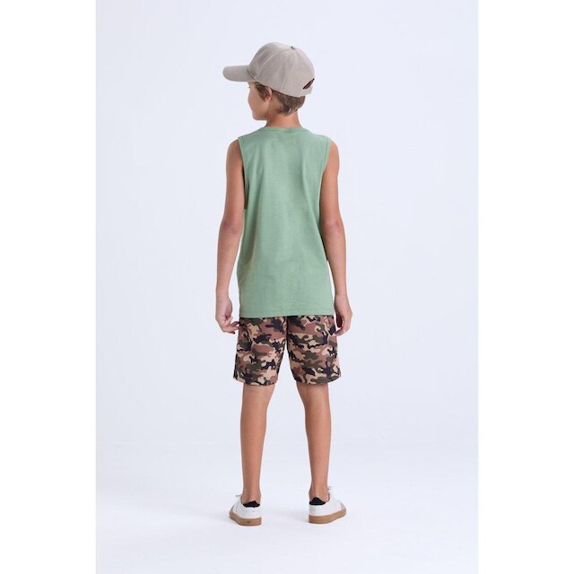 Conjunto Infantil de Verão Regata e Bermuda Camuflada
