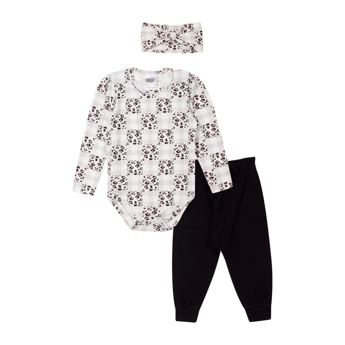 Conjunto Infantil Duzizo C/ Faixa de Cabelo Feminino - Cinza Menor preço em Conjunto Infantil Duzizo C/ Faixa de Cabelo Feminino - Cinza