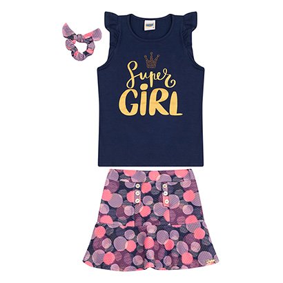 Conjunto Infantil Duzizo Super Girl Feminino - Feminino