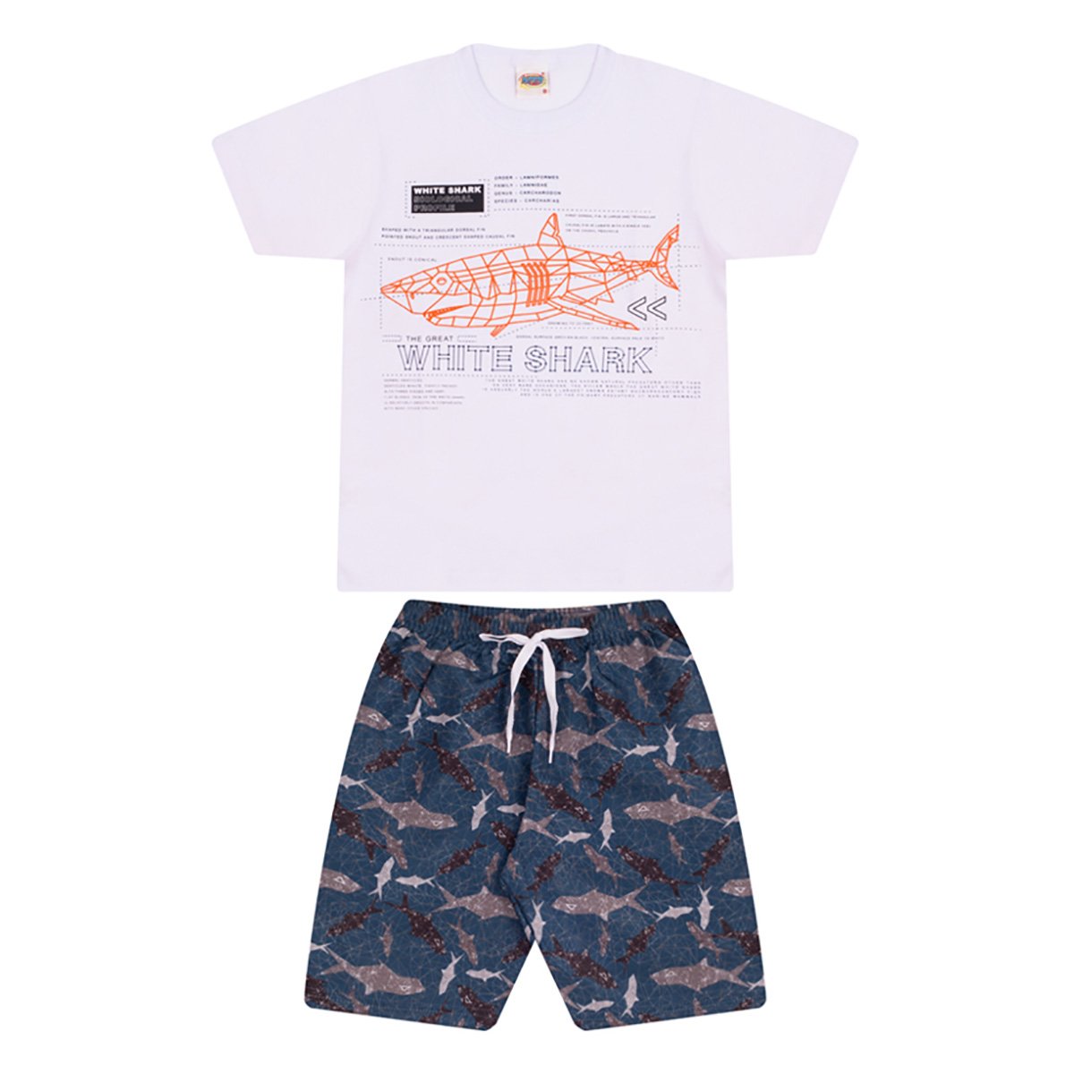 Conjunto Infantil Duzizo Tubarão Masculino - Branco Menor preço em Conjunto Infantil Duzizo Tubarão Masculino - Branco