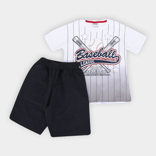 Conjunto Infantil Fakini Baseball Masculino - Branco