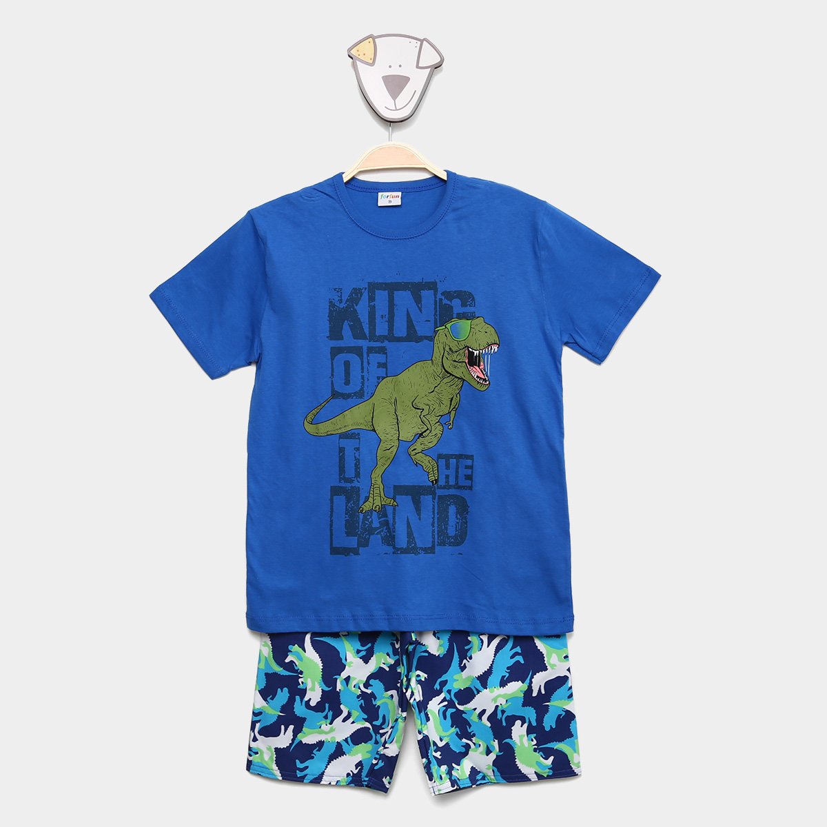 Conjunto Infantil Fakini Camiseta E Bermuda Estampado Menino - Azul Menor preço em Conjunto Infantil Fakini Camiseta E Bermuda Estampado Menino - Azul