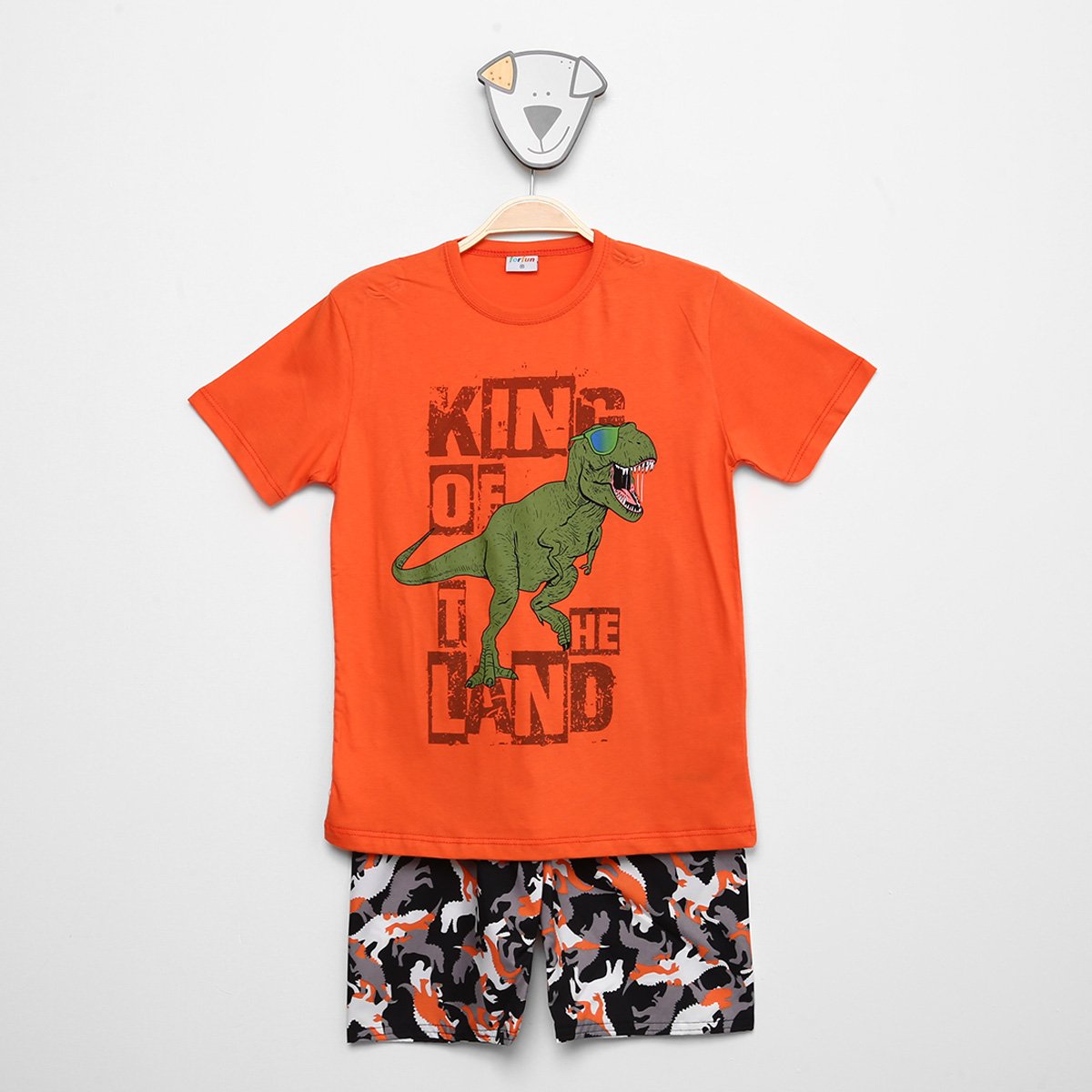 Conjunto Infantil Fakini Camiseta E Bermuda Estampado Menino - Laranja Menor preço em Conjunto Infantil Fakini Camiseta E Bermuda Estampado Menino - Laranja