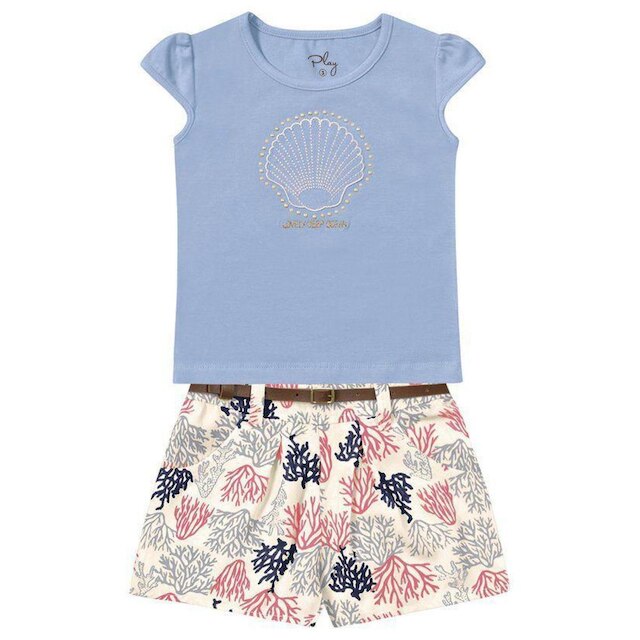 Conjunto Infantil Fakini Kids 2 Peças Verão Ostra Playgroud Feminino