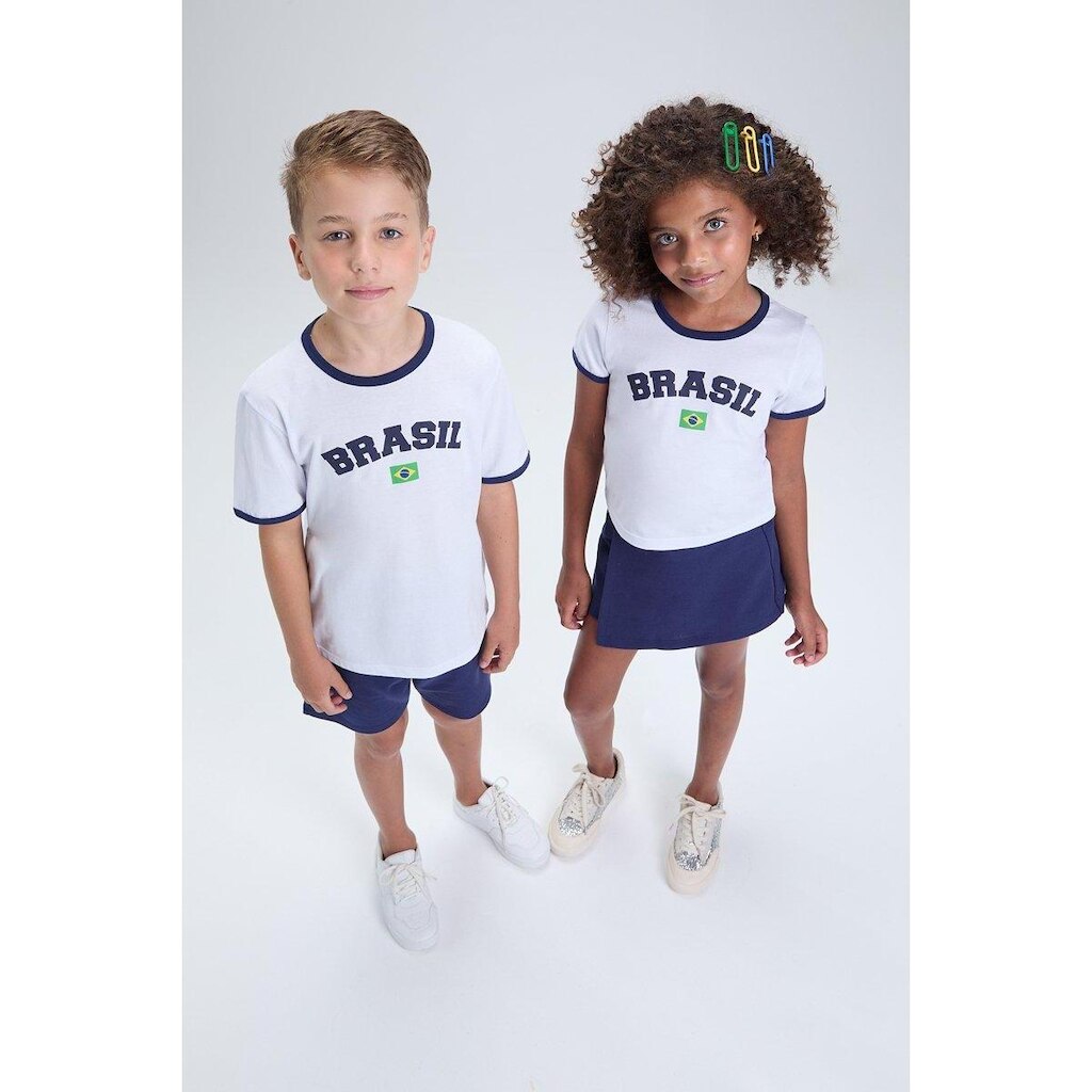 Conjunto Infantil Feminino Brasil Copa Verão