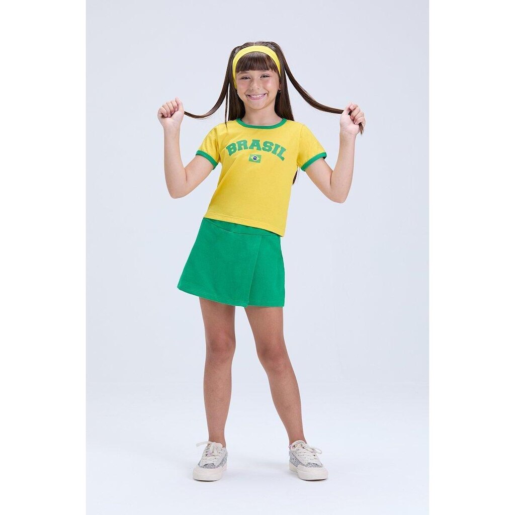 Conjunto Infantil Feminino Brasil Copa Verão