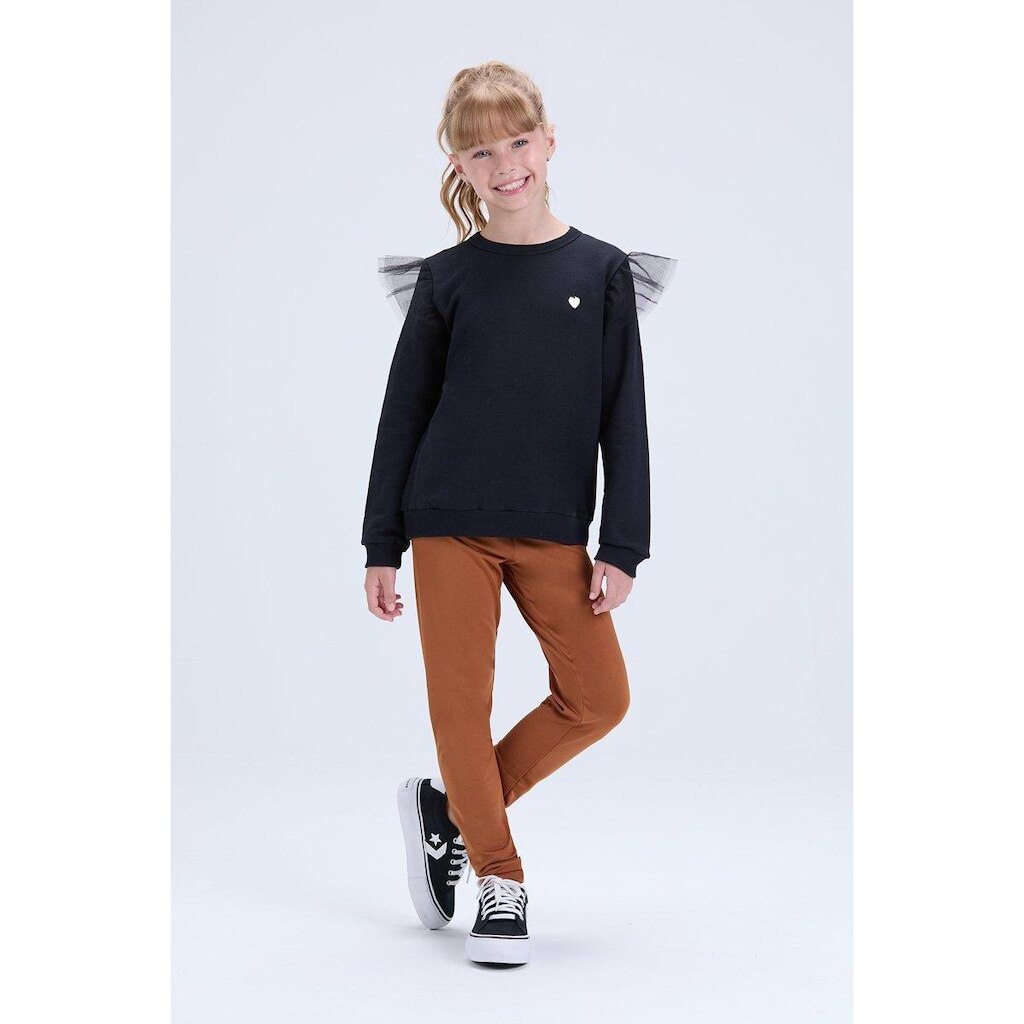 Conjunto Infantil Feminino de Inverno Moletom com Babado em Tule