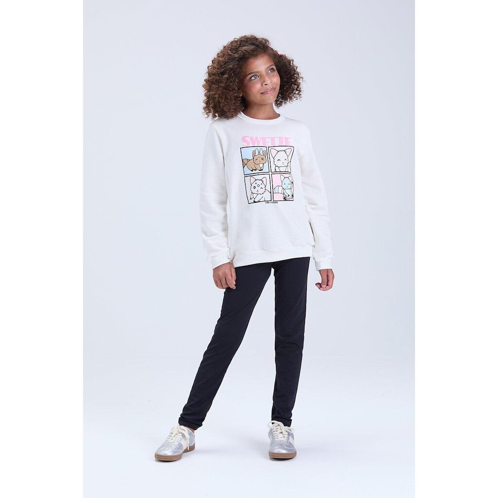 Conjunto Infantil Feminino de Inverno Moletom Gatinho Swetie