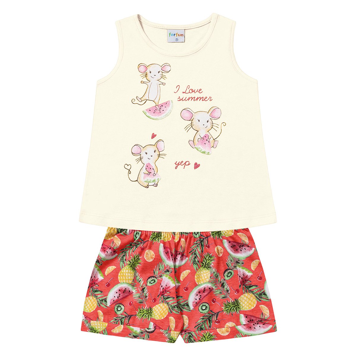 Conjunto Infantil For Fun by Fakini Estampado Feminino - Off White é ruim? Conjunto Infantil For Fun by Fakini Estampado Feminino - Off White é boa?