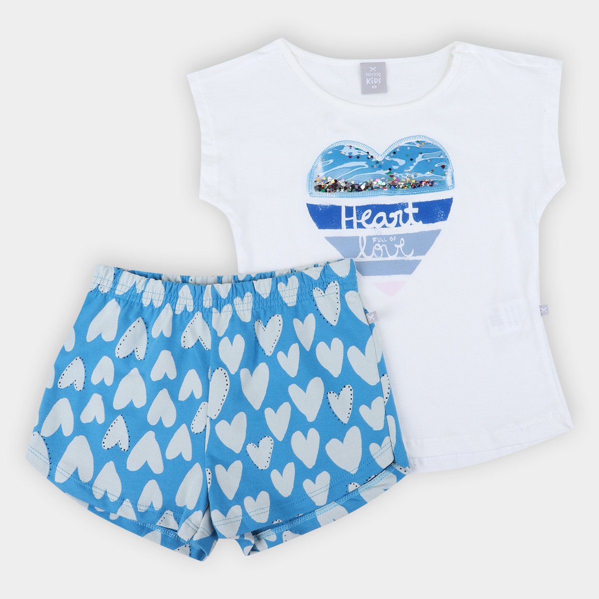 Conjunto Infantil Hering Camiseta Corações + Short Feminino - Azul é ruim? Conjunto Infantil Hering Camiseta Corações + Short Feminino - Azul é boa?