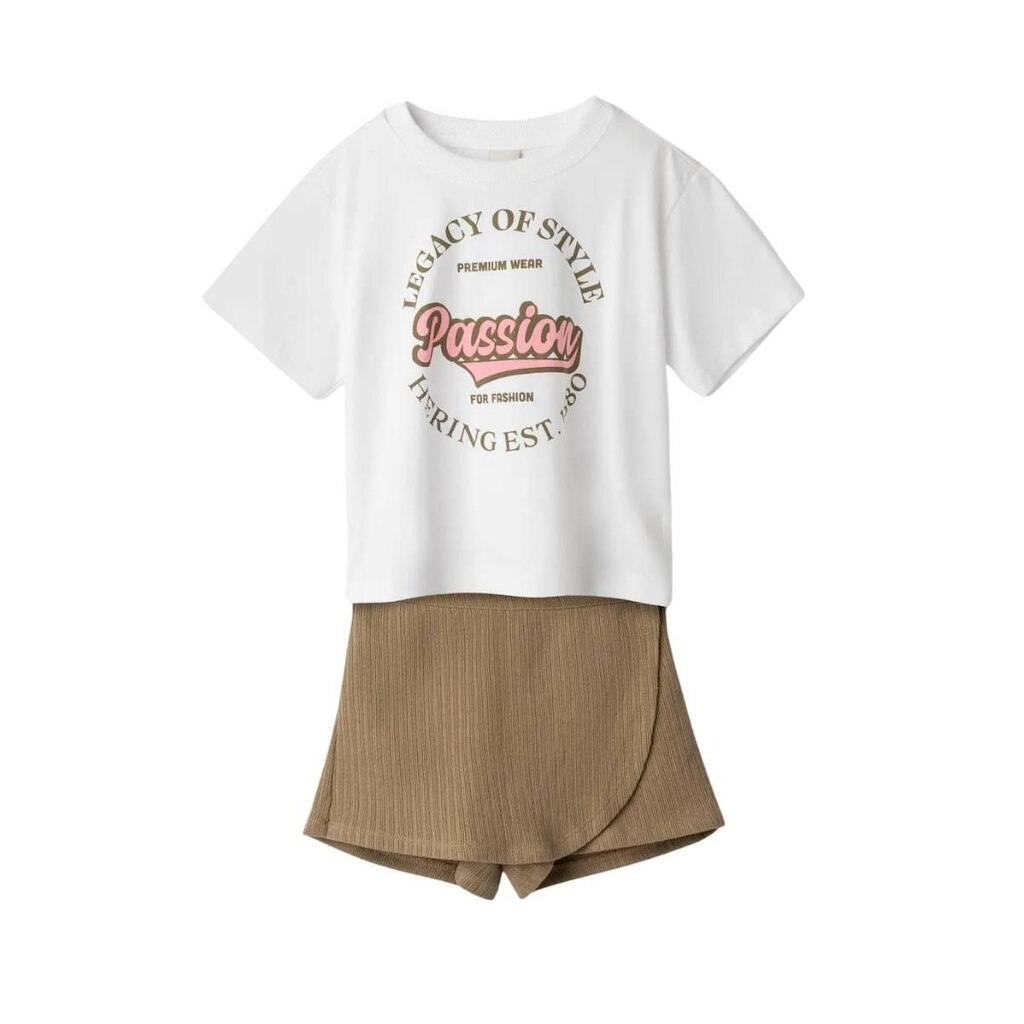 Conjunto Infantil Hering Com Shorts Saia Marrom