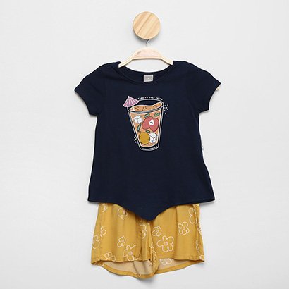 Conjunto Infantil Hering Kids Shorts E Blusa Estampada Menina - Feminino