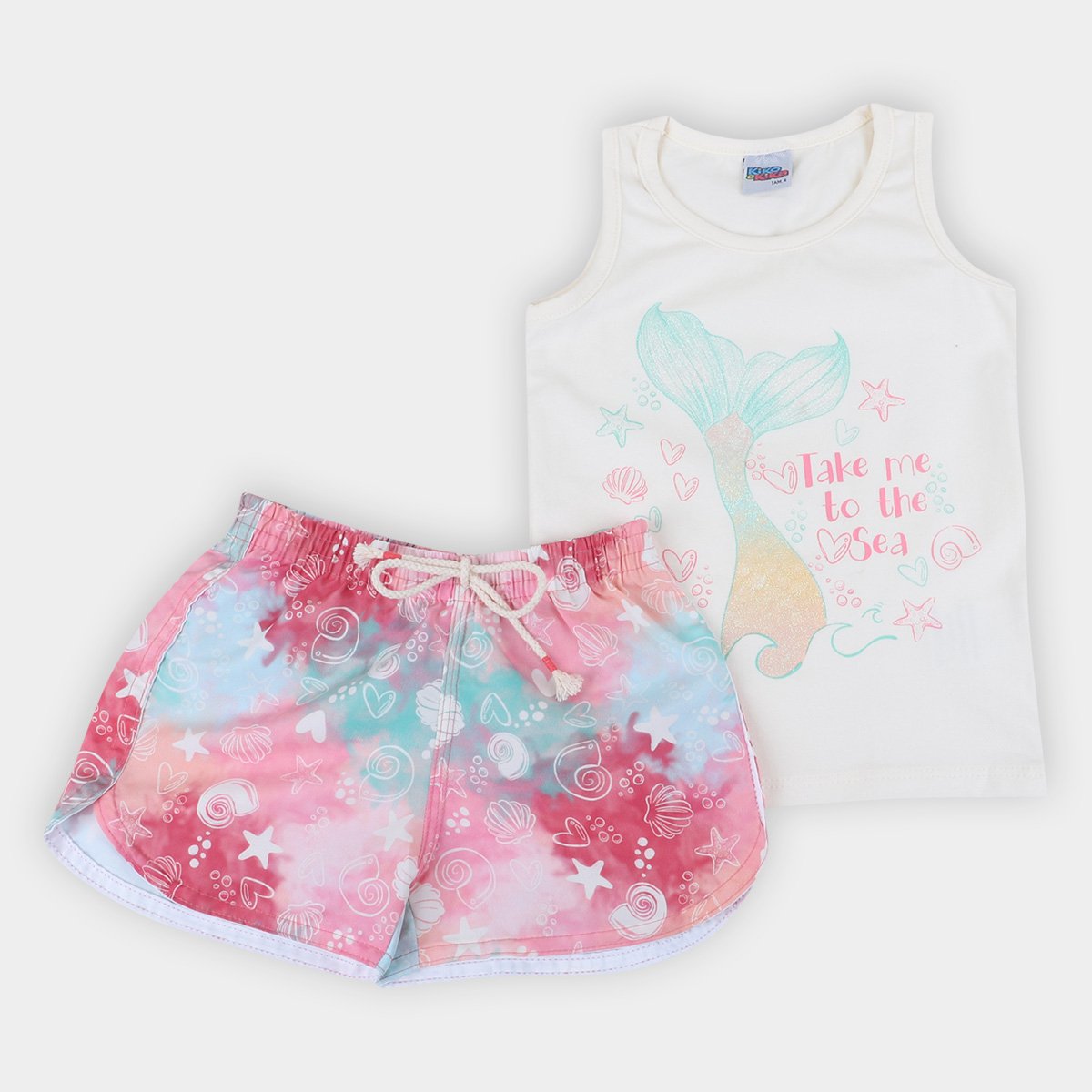 Conjunto Infantil Kiko & Kika Blusa +Shorts Tactel Tie Dye Feminino - Off White Menor preço em Conjunto Infantil Kiko & Kika Blusa +Shorts Tactel Tie Dye Feminino - Off White