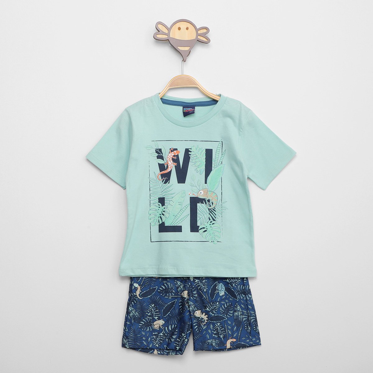 Conjunto Infantil Kiko & Kika Wild Masculino - Verde Menor preço em Conjunto Infantil Kiko & Kika Wild Masculino - Verde