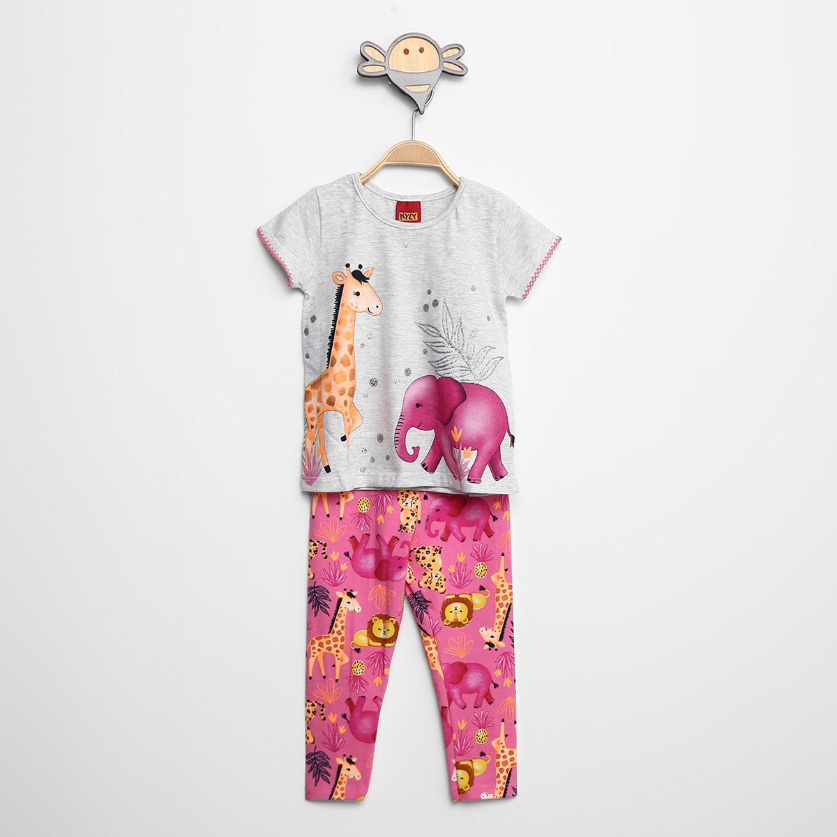 Conjunto Infantil Kyly Animais Camiseta + Calça Menina - Mescla Menor preço em Conjunto Infantil Kyly Animais Camiseta + Calça Menina - Mescla