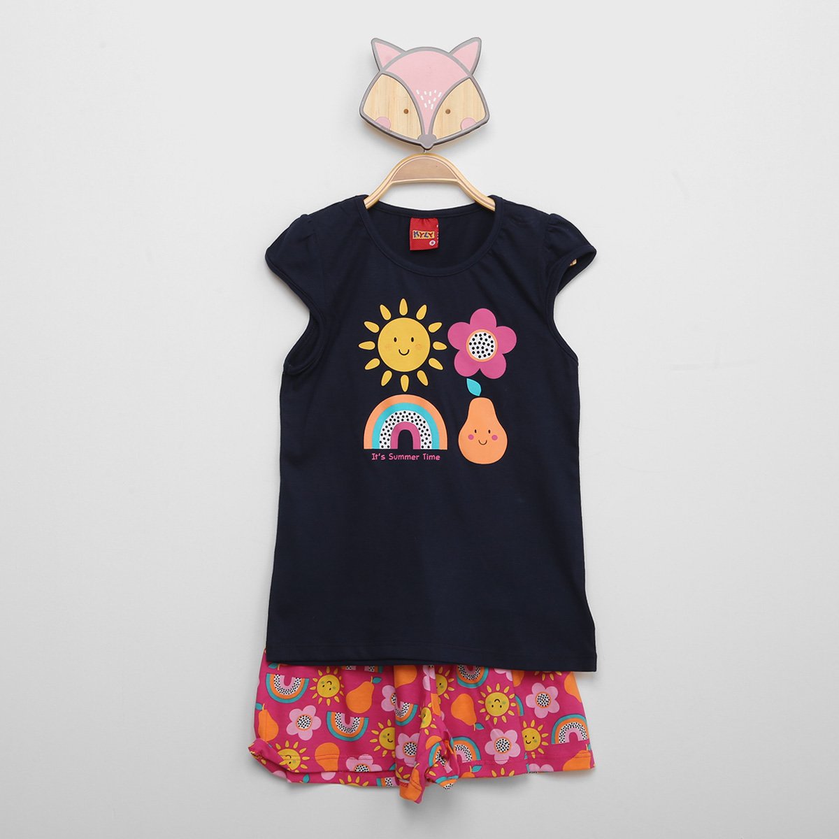 Conjunto Infantil Kyly Aroc-Íris Blusa + Short Menina - Azul Menor preço em Conjunto Infantil Kyly Aroc-Íris Blusa + Short Menina - Azul
