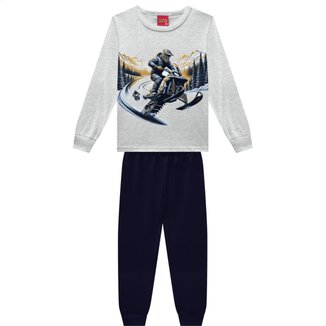 Conjunto Infantil Kyly Moletom Peluciado Esqui Azul Marinho